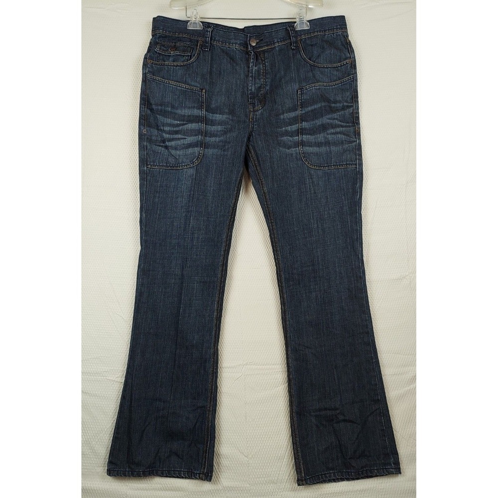 Blac Label Gunmetal Men Jeans 42 x 34.5 Double Front Pocket Button Fly Dark Wash